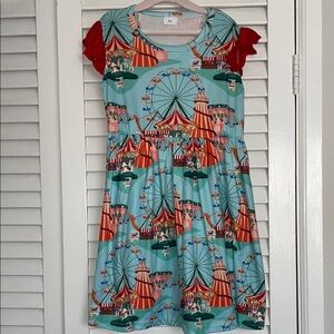 Carnival Fun Kids Dress with Red Sleeves